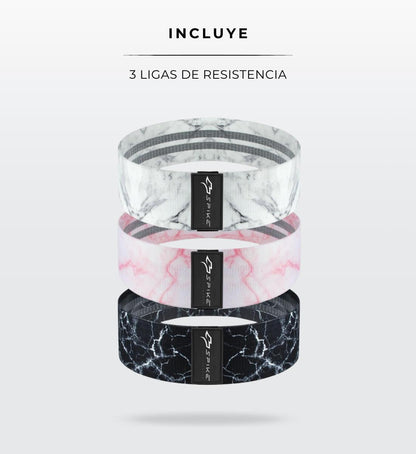 3 Pack Bandas Anchas Gym para Entrenamiento con Diseño de Mármol en Blanco Rosa y Negro