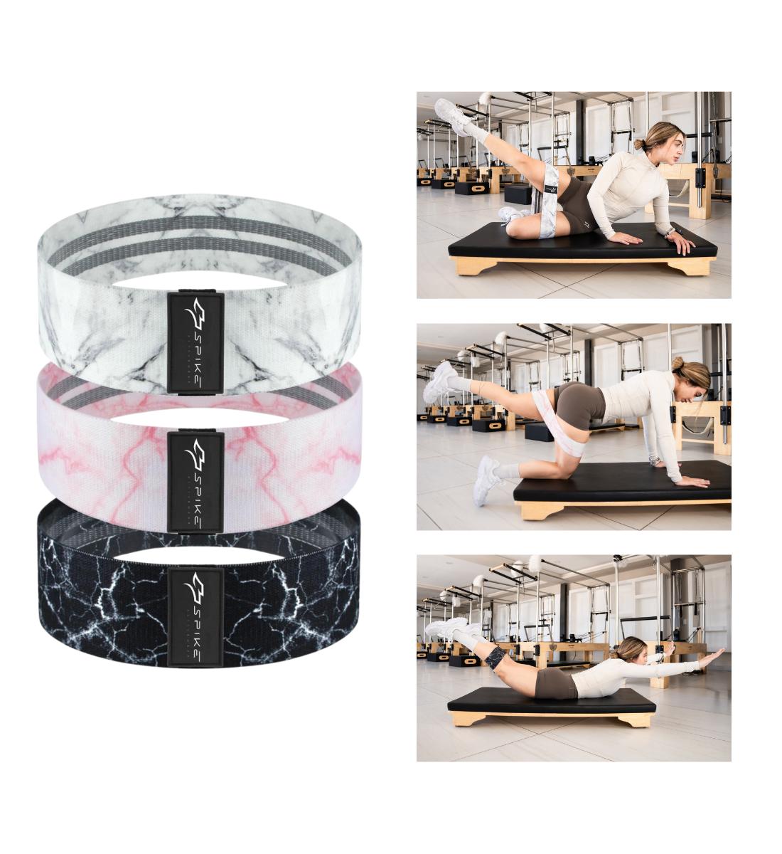 3 Pack Bandas Anchas Gym para Entrenamiento con Diseño de Mármol en Blanco Rosa y Negro