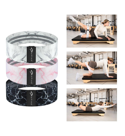 3 Pack Bandas Anchas Gym para Entrenamiento con Diseño de Mármol en Blanco Rosa y Negro