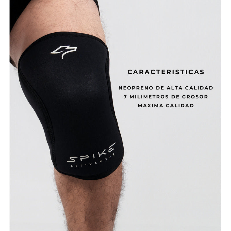 Rodilleras Neopreno 7mm Compresion Crossfit Gym Spike Color Negro Talla S P