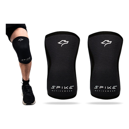 Rodilleras Neopreno 7mm Compresion Crossfit Gym Spike Color Negro Talla M