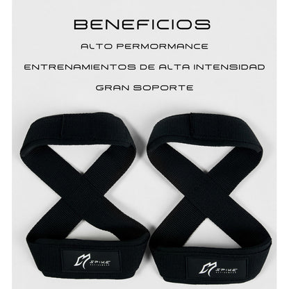 Straps 8 Para Gym Pesas Crossfit Spike Activewear Negro