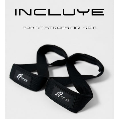 Straps 8 Para Gym Pesas Crossfit Spike Activewear Negro