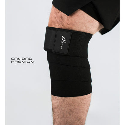 Rodilleras Elastica Venda Gym Cinta Crossfit Spike Color Negro Unitalla
