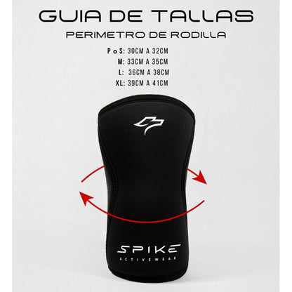 Rodilleras Neopreno 7mm Compresion Crossfit Gym Spike Color Negro Talla S P