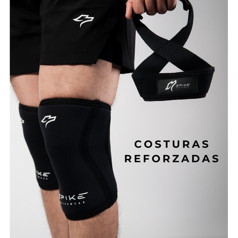 Rodilleras Neopreno 7mm Compresion Crossfit Gym Spike Color Negro Talla S P