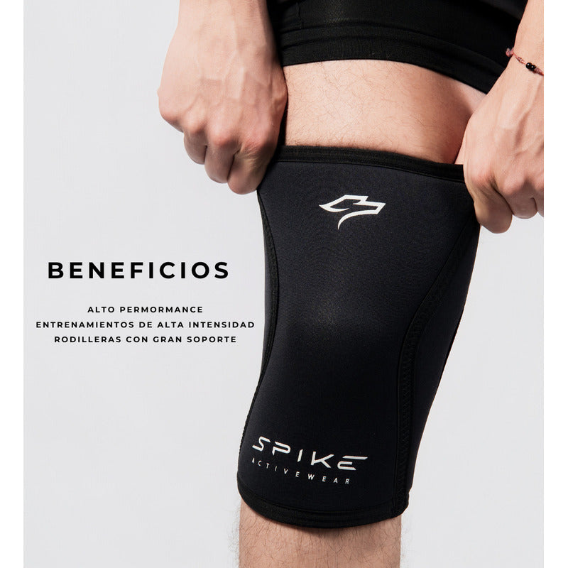 Rodilleras Neopreno 7mm Compresion Crossfit Gym Spike Color Negro Talla Xl