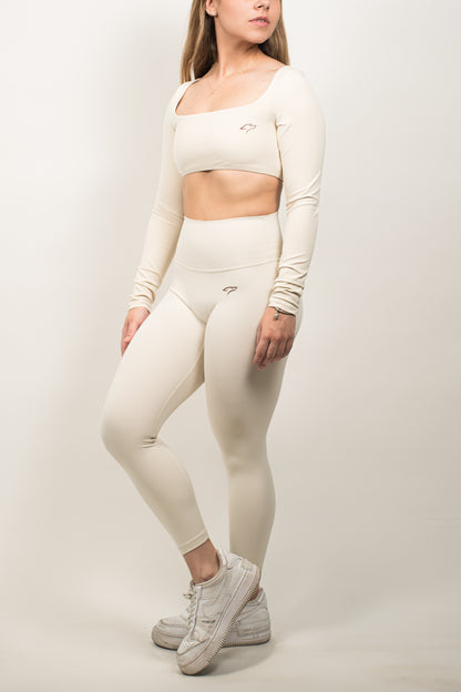 Top Manga Larga Beige
