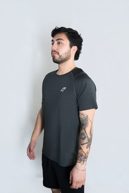 PLAYERA DRY-FIT GRIS RAYAS