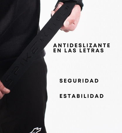 Correas de Levantamiento Negro Straps Gym  Ergonómicas para Entrenamiento Intenso y Comodidad Máxima Spike Activewear